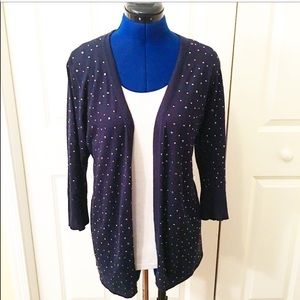 Navy Cardigan With Silver Dots